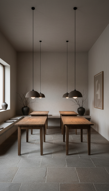 Brown Special Texture Handmade Wabi Sabi Stoneware Ceramic Pendant Light