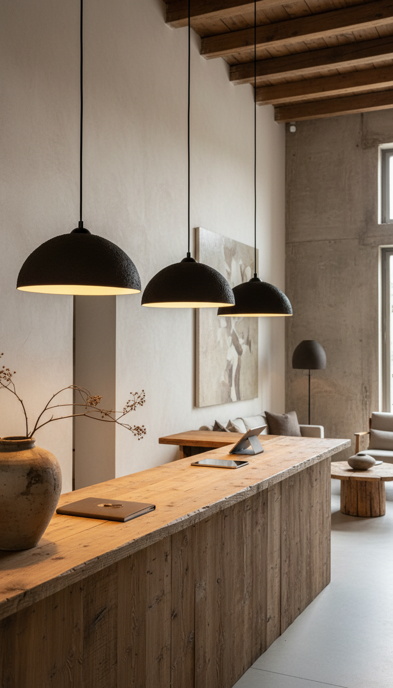 Black Special Texture Handmade Wabi Sabi Stoneware Ceramic Pendant Light