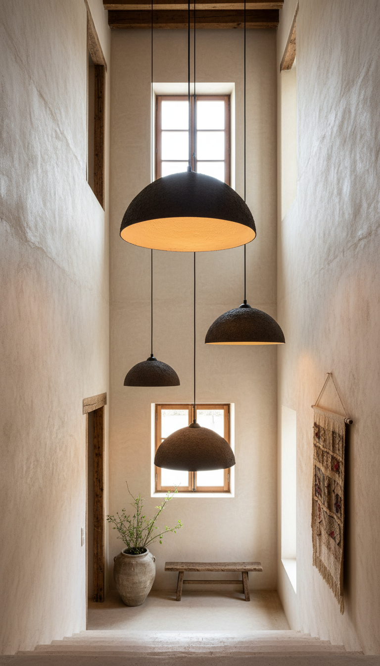 Siyah Özel Doku El Yapımı Wabi Sabi Taş Seramik Sarkıt