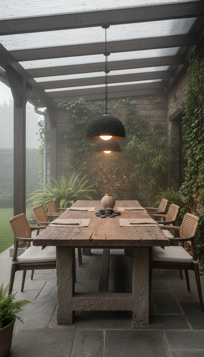 Black Ceramic Pendant Light , Pottery Ceramic Pendant Light