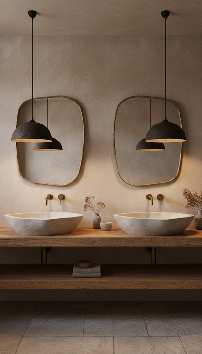 Siyah Özel Doku El Yapımı Wabi Sabi Taş Seramik Sarkıt