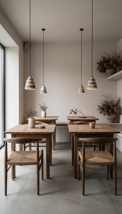 Beige Brown Conical Ceramic Chandelier