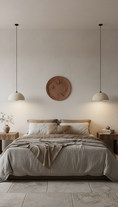 Beige Special Texture Handmade Wabi Sabi Stoneware Ceramic Pendant Light