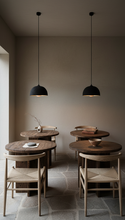 Black Ceramic Pendant Light , Pottery Ceramic Pendant Light