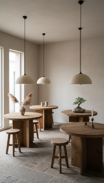 Beige Special Texture Handmade Wabi Sabi Stoneware Ceramic Pendant Light