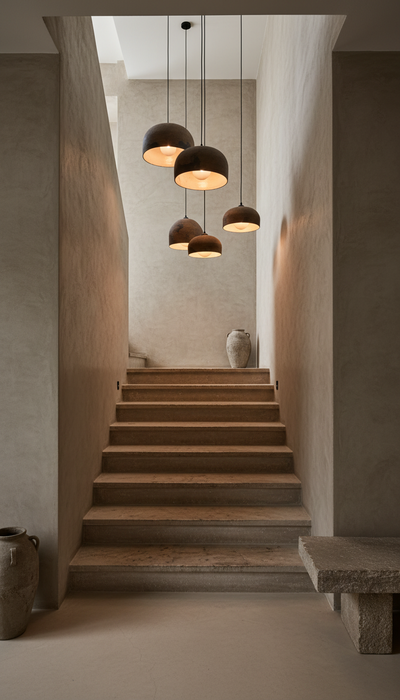 Brown Special Texture Handmade Wabi Sabi Stoneware Ceramic Pendant Light