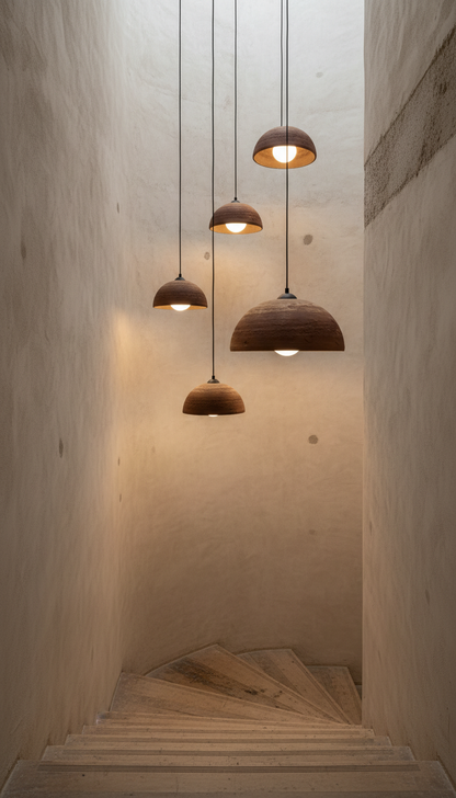 Terracotta Special Texture Handmade Wabi Sabi Stoneware Ceramic Pendant Light