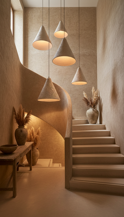 Big Wabi Sabi White Handmade Ceramic Pendant Lamp, Japandi Pendant Light, Gothic Ceilling Lamp, Home Decore Gift