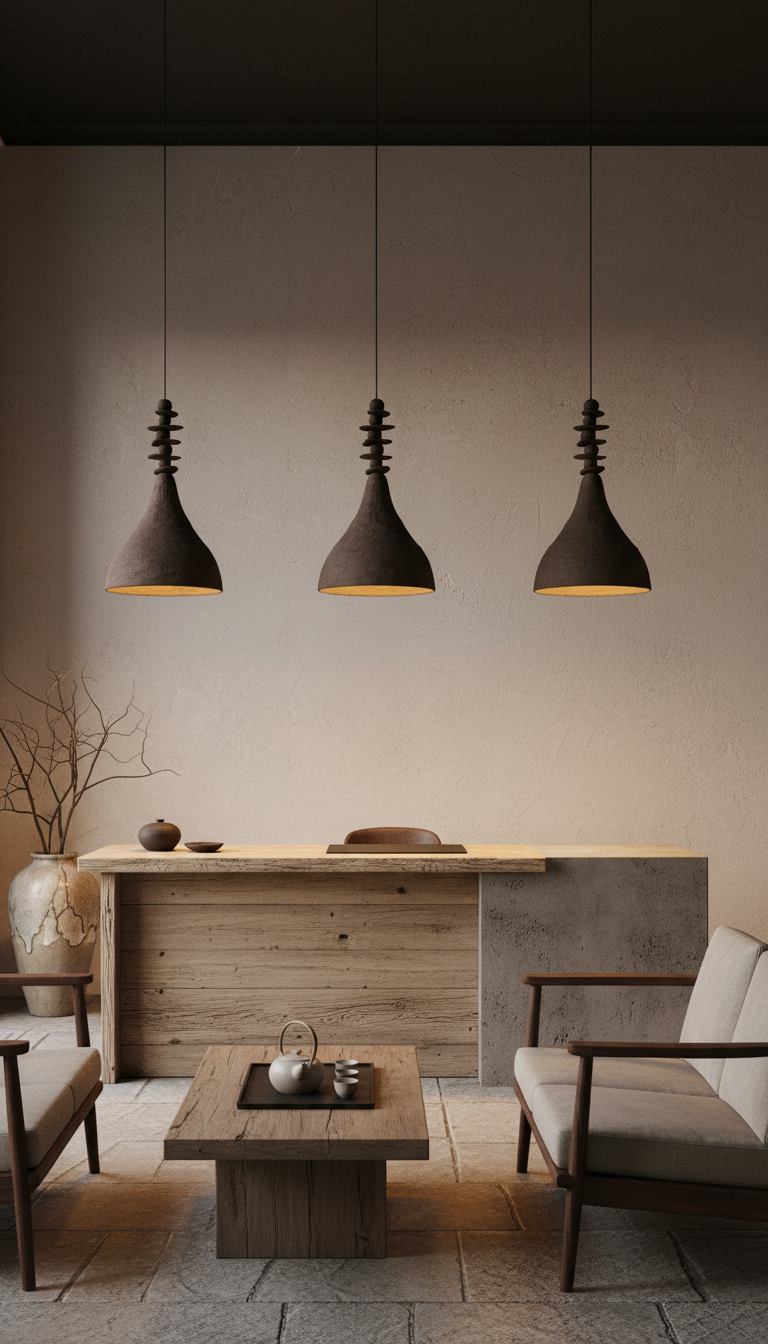 Moderne handgefertigte Keramik Pendelleuchte, Japandi Pendelleuchter, Wohndekor Geschenk