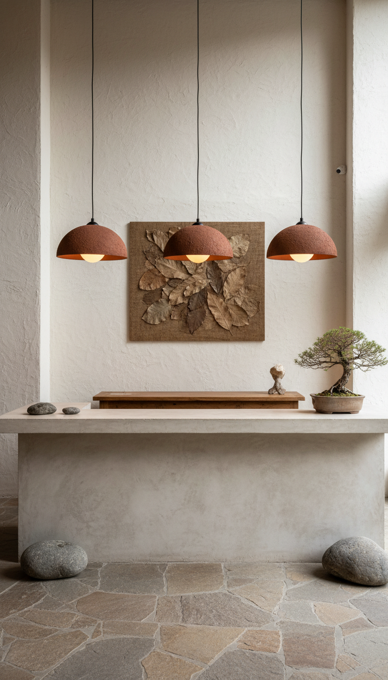 Minara terracotta handmade ceramic pendant light, wabi sabi stoneware – image 8