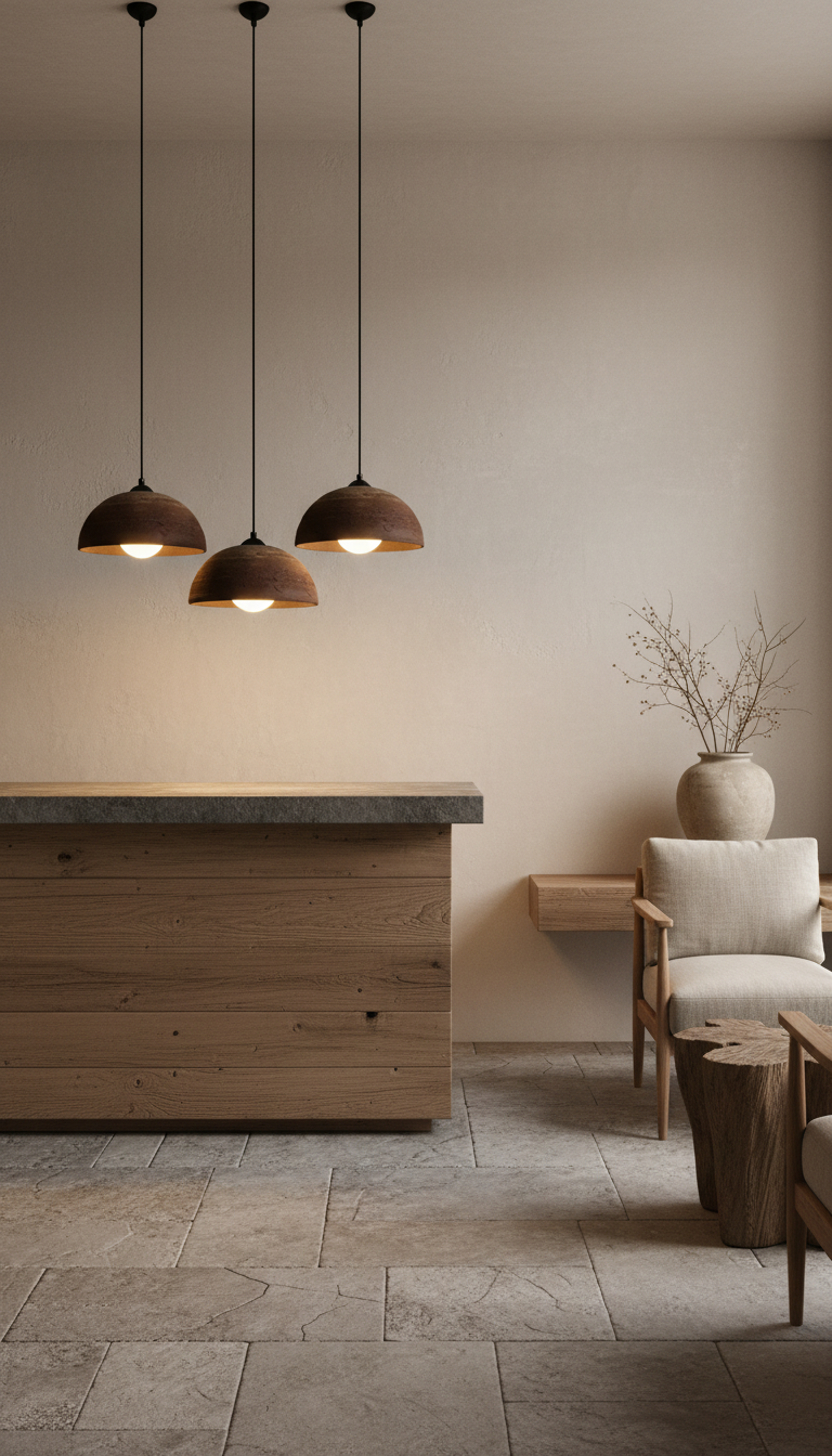 Terracotta Special Texture Handmade Wabi Sabi Stoneware Ceramic Pendant Light