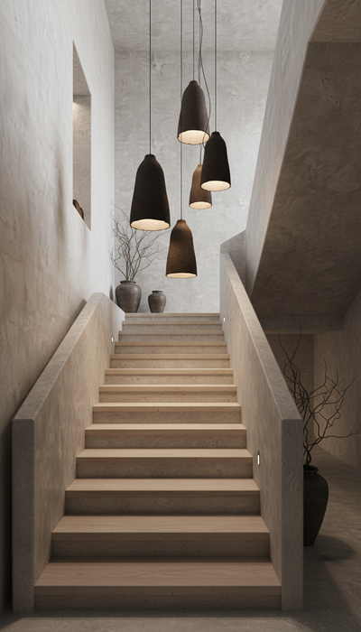 Wabi Sabi Long Handmade Ceramic Pendant Chandelier, Natural Textured Ceramic Lamp, Kitchen Island Chandelier