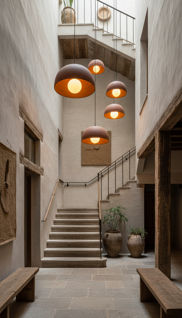 Large Size Terracotta Handmade Ceramic Pendant Chandelier