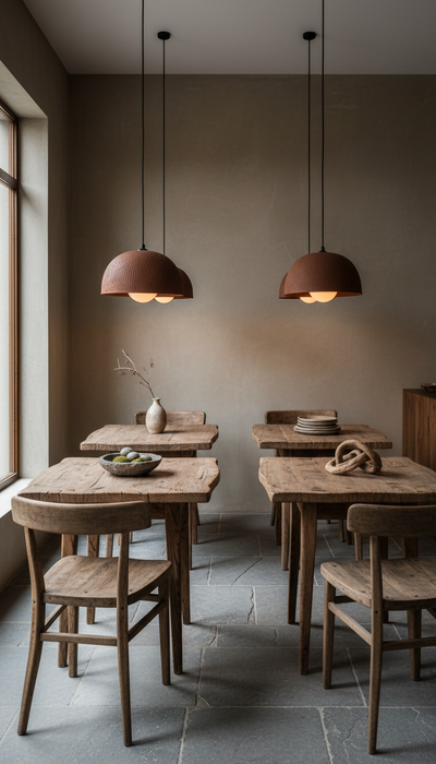 Terracotta Color Handmade Ceramic Pendant Chandelier, Wabi Sabi Ceramic Lamp, Home Gift Lamp
