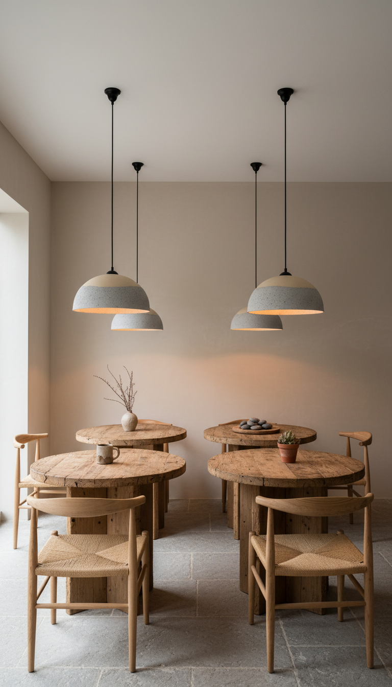 Idra white & blue handmade ceramic pendant light, wabi sabi stoneware – image 6