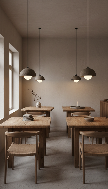 Beige, besondere Textur, handgefertigte Wabi Sabi Steingut Keramik Pendelleuchte