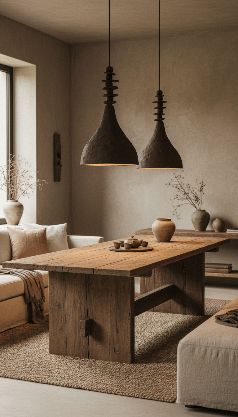 Aven – handmade dark brown ceramic pendant light in natural clay, Geza Ceramic – image 7