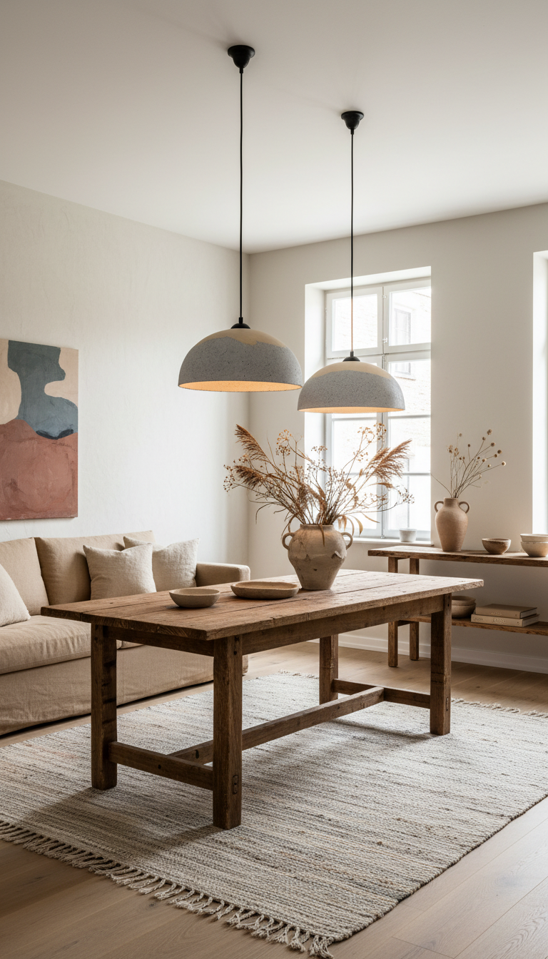 Idra white & blue handmade ceramic pendant light, wabi sabi stoneware – image 8