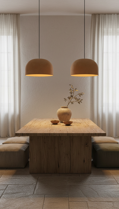 Powder Color Special Texture Handmade Wabi Sabi Stoneware Ceramic Pendant Light