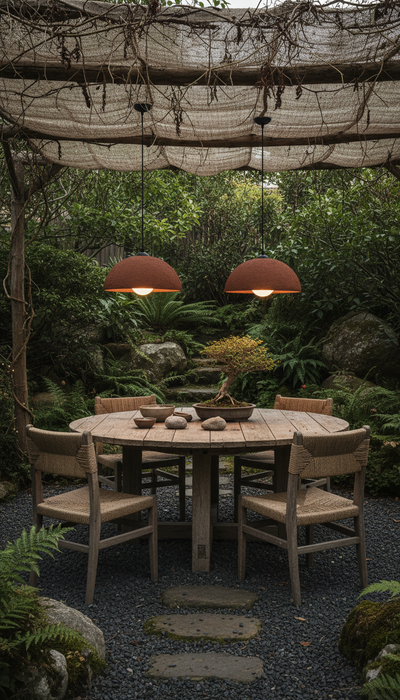 Terracotta Color Handmade Ceramic Pendant Chandelier, Wabi Sabi Ceramic Lamp,