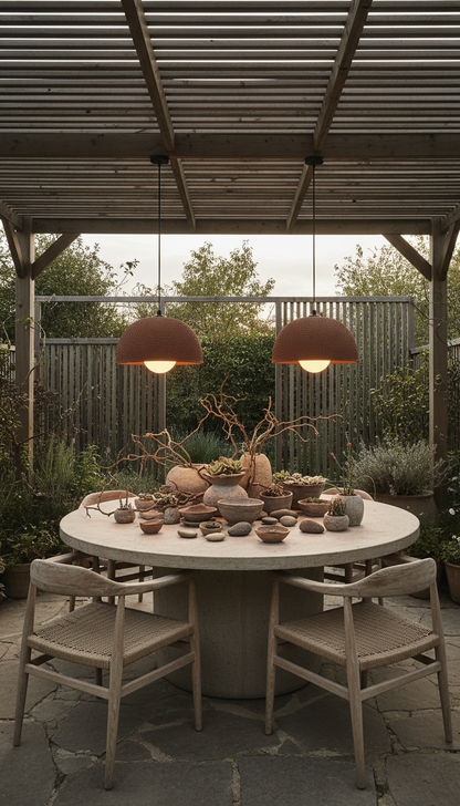 Terracotta Color Handmade Ceramic Pendant Chandelier, Wabi Sabi Ceramic Lamp, Home Gift Lamp