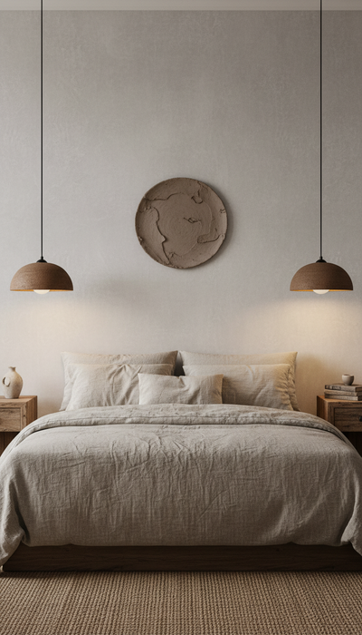 Handmade Natural Textured Brown Ceramic Pendant Chandelier