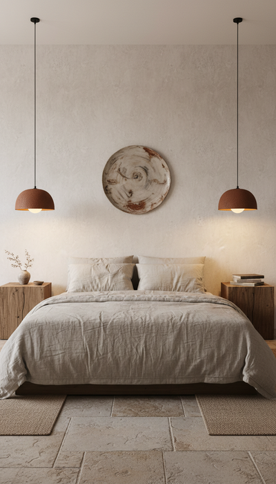 Terracotta Color Handmade Ceramic Pendant Chandelier, Wabi Sabi Ceramic Lamp, Home Gift Lamp