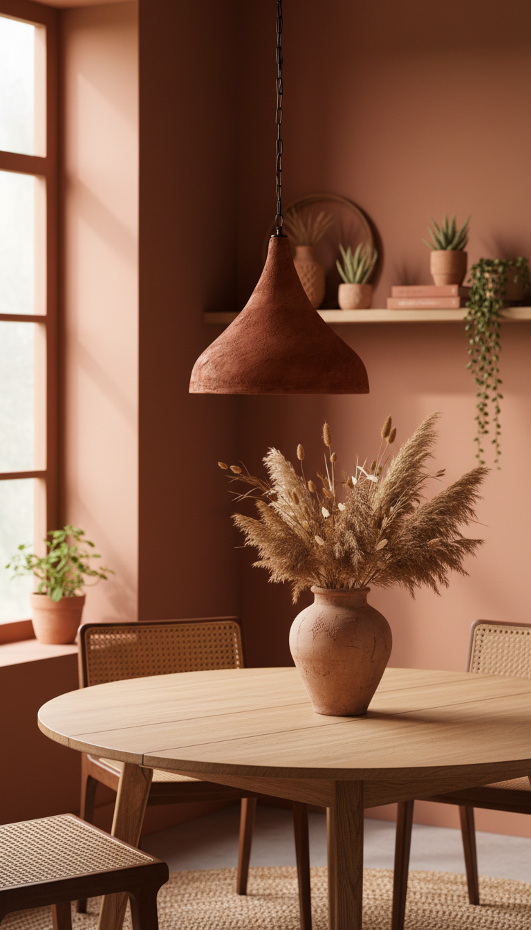 Wabi Sabi Handmade Ceramic Pendant Light: Terracotta Kitchen Island Lighting