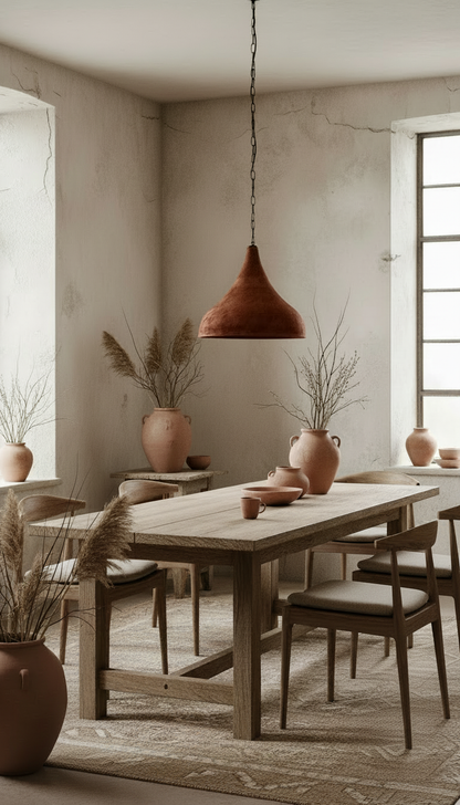Wabi Sabi Handmade Ceramic Pendant Light: Terracotta Kitchen Island Lighting