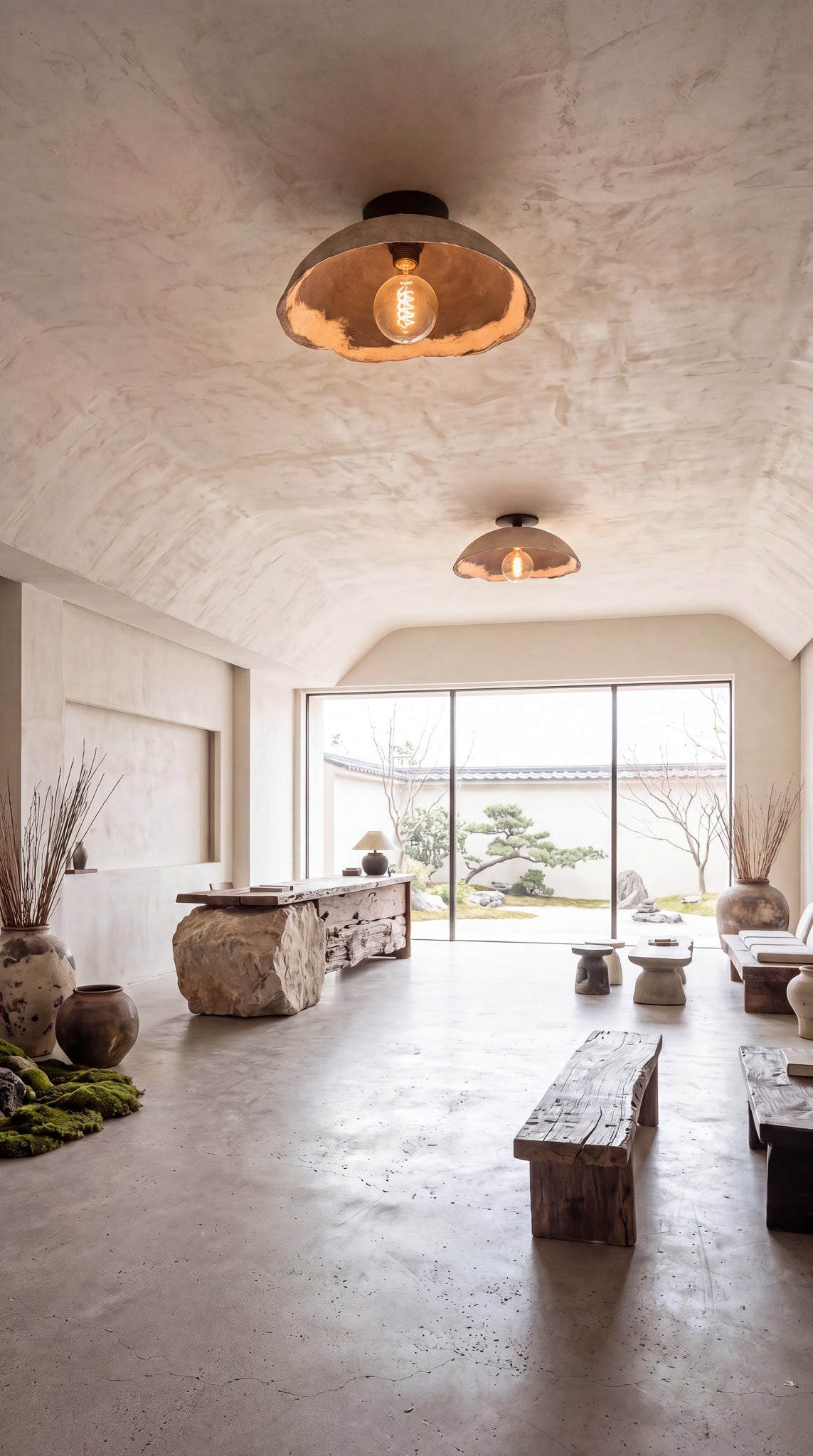 Handmade Ceramic Flush Mount Ceiling Light – Wabi Sabi Modern Ceiling Lamp