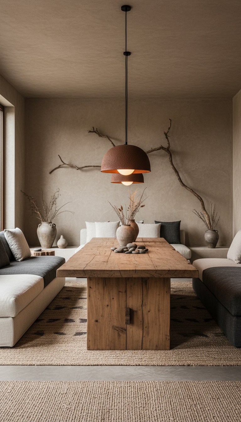 Terracotta Color Handmade Ceramic Pendant Chandelier, Wabi Sabi Ceramic Lamp, Home Gift Lamp