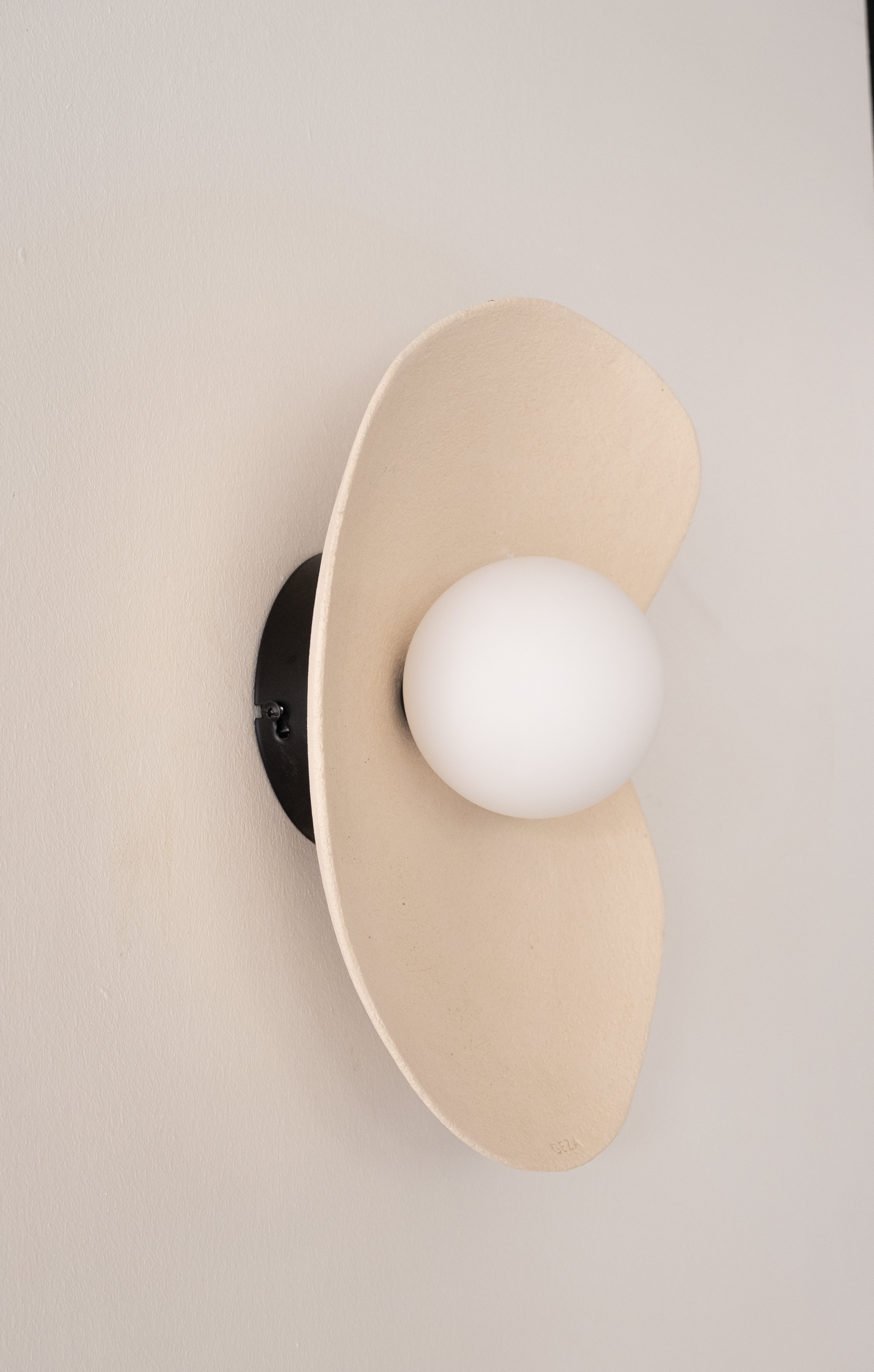 Japandi Beige Handmade Ceramic Wall Sconces, Wasabi Wall Lamp, Minimalistic Wall Sconces, Home Decor Light, Interior Design Lamp - Geza Ceramic Studio