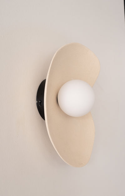 Japandi Beige Handmade Ceramic Wall Sconces, Wasabi Wall Lamp, Minimalistic Wall Sconces, Home Decor Light, Interior Design Lamp - Geza Ceramic Studio