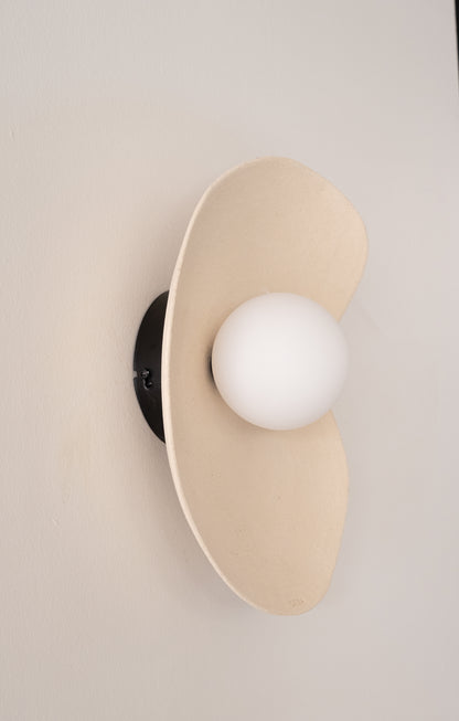 Japandi Beige Handmade Ceramic Wall Sconces, Wasabi Wall Lamp, Minimalistic Wall Sconces, Home Decor Light, Interior Design Lamp - Geza Ceramic Studio