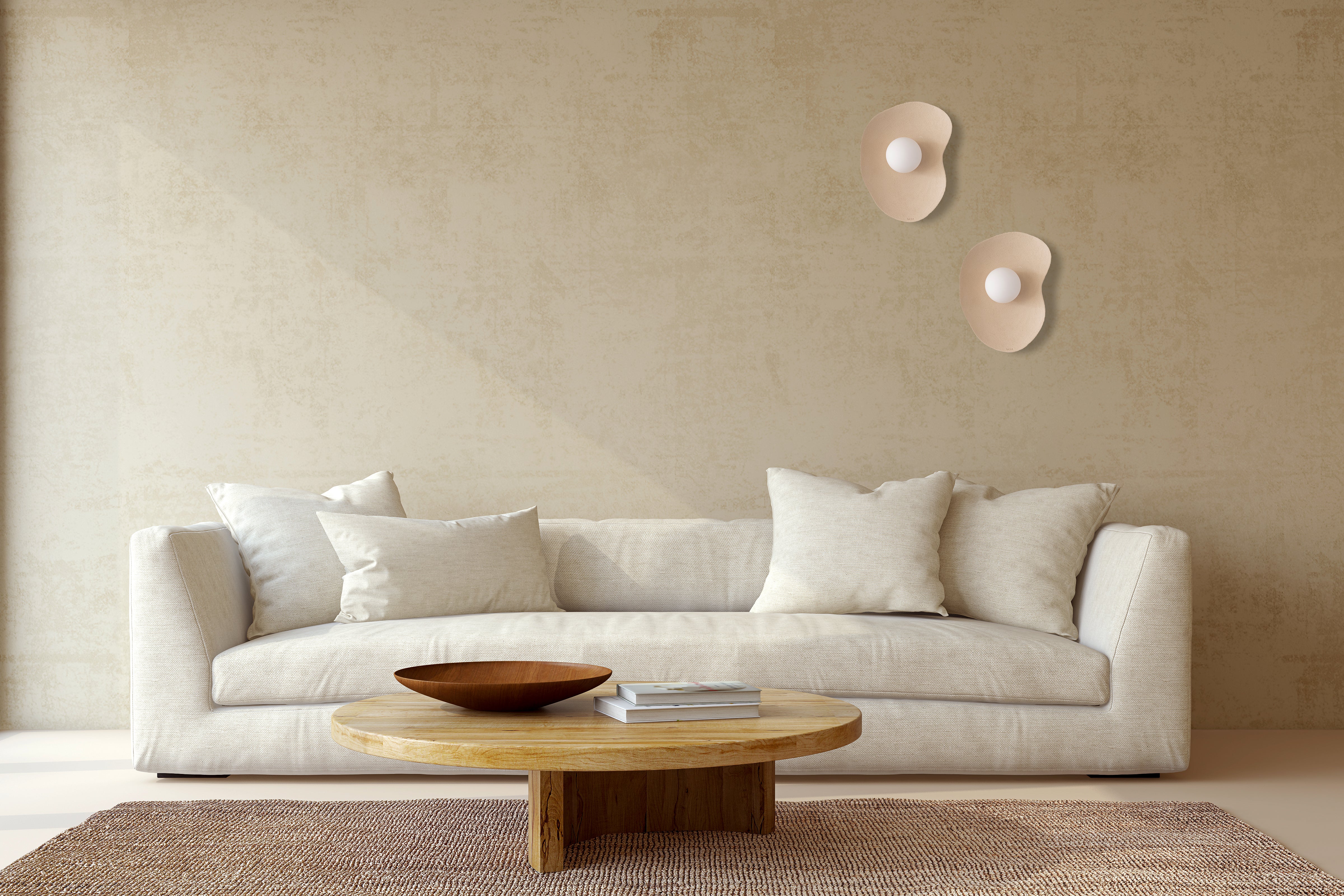 Japandi Beige Handmade Ceramic Wall Sconces, Wasabi Wall Lamp, Minimalistic Wall Sconces, Home Decor Light, Interior Design Lamp - Geza Ceramic Studio