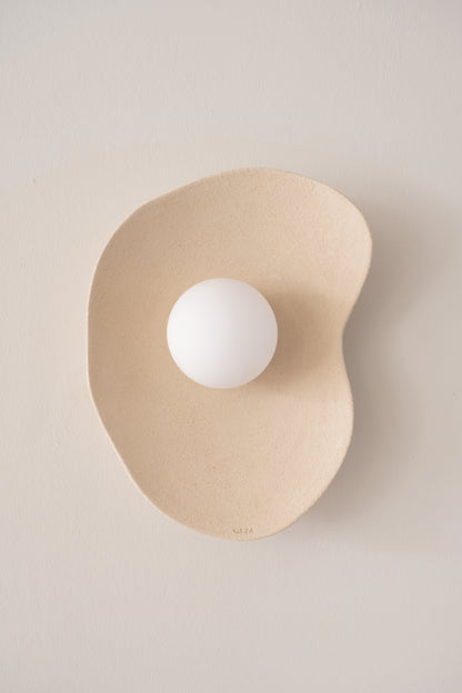 Japandi Beige Handmade Ceramic Wall Sconces, Wasabi Wall Lamp, Minimalistic Wall Sconces, Home Decor Light, Interior Design Lamp - Geza Ceramic Studio