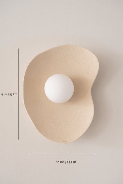 Japandi Beige Handmade Ceramic Wall Sconces, Wasabi Wall Lamp, Minimalistic Wall Sconces, Home Decor Light, Interior Design Lamp - Geza Ceramic Studio