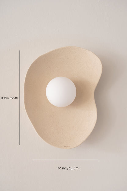 Japandi Beige Handmade Ceramic Wall Sconces, Wasabi Wall Lamp, Minimalistic Wall Sconces, Home Decor Light, Interior Design Lamp - Geza Ceramic Studio