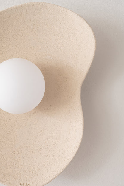 Japandi Beige Handmade Ceramic Wall Sconces, Wasabi Wall Lamp, Minimalistic Wall Sconces, Home Decor Light, Interior Design Lamp - Geza Ceramic Studio