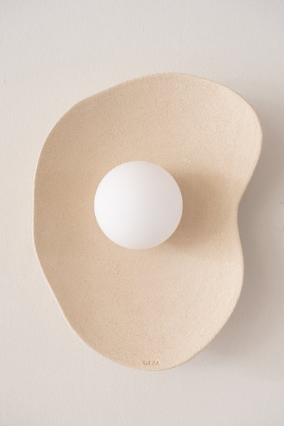 Japandi Beige Handmade Ceramic Wall Sconces, Wasabi Wall Lamp, Minimalistic Wall Sconces, Home Decor Light, Interior Design Lamp - Geza Ceramic Studio
