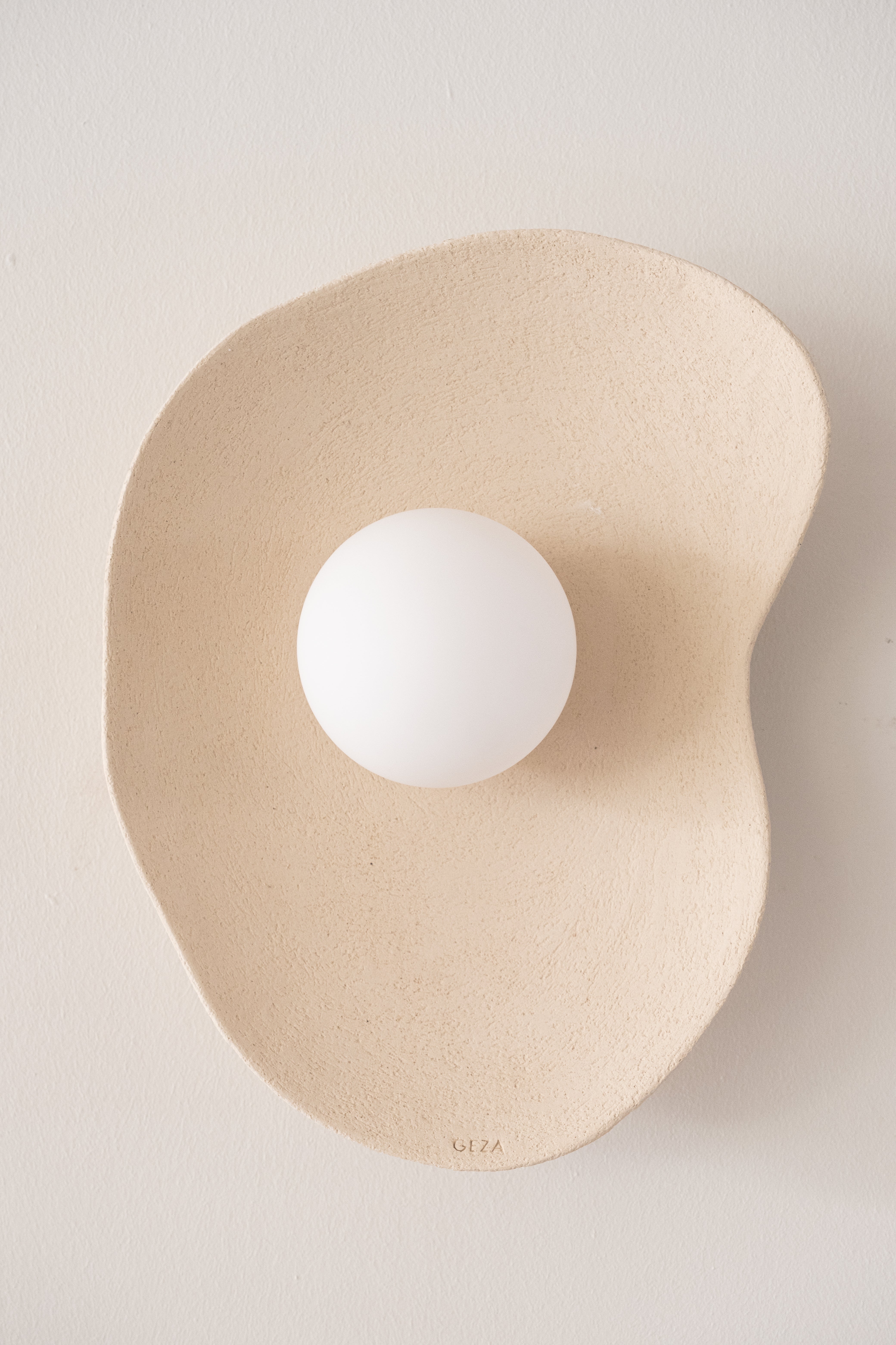 Japandi Beige Handmade Ceramic Wall Sconces, Wasabi Wall Lamp, Minimalistic Wall Sconces, Home Decor Light, Interior Design Lamp - Geza Ceramic Studio