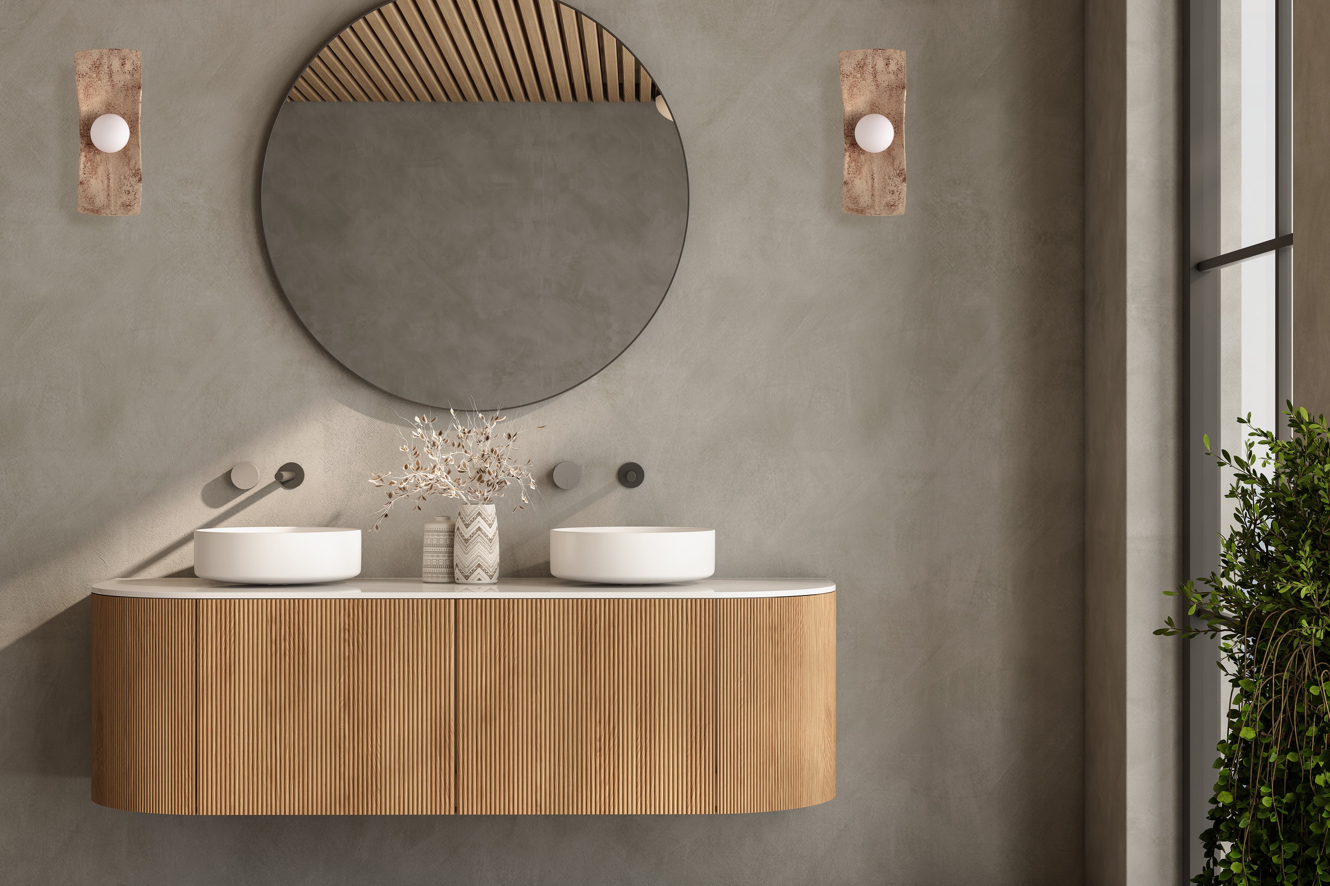 Long Handmade Ceramic Wall Sconce, Modern Home Wall Lamp, Big Japandi Wall Light, Home Gift
