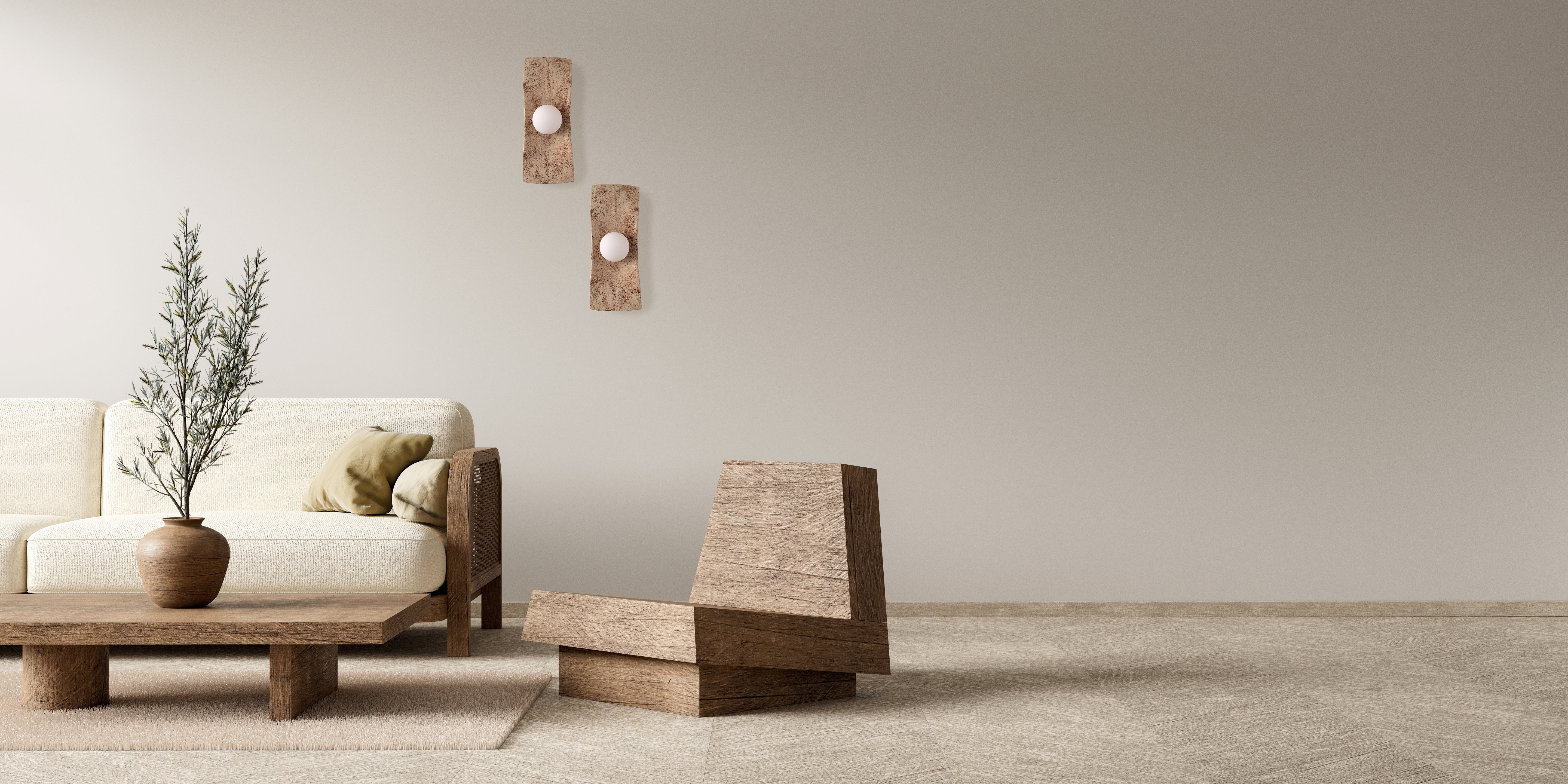 Long Handmade Ceramic Wall Sconce, Modern Home Wall Lamp, Big Japandi Wall Light, Home Gift