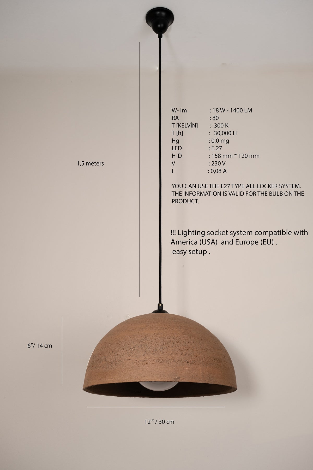 Kairi – handmade brown ceramic pendant light in natural clay, Geza Ceramic – image 5
