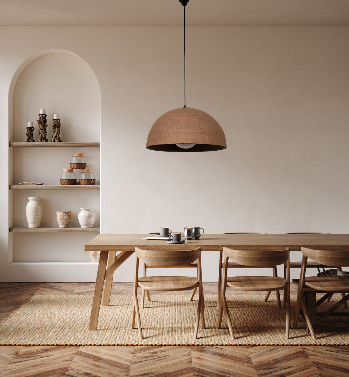 Kairi brown handmade ceramic pendant light, wabi sabi stoneware – image 4