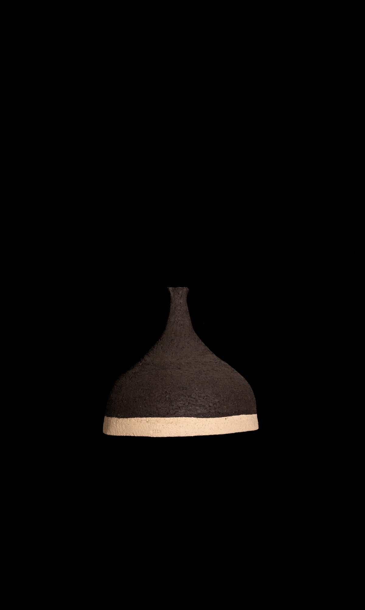 Assia – handmade black & white ceramic pendant light in natural stoneware clay by Geza Ceramic Studio