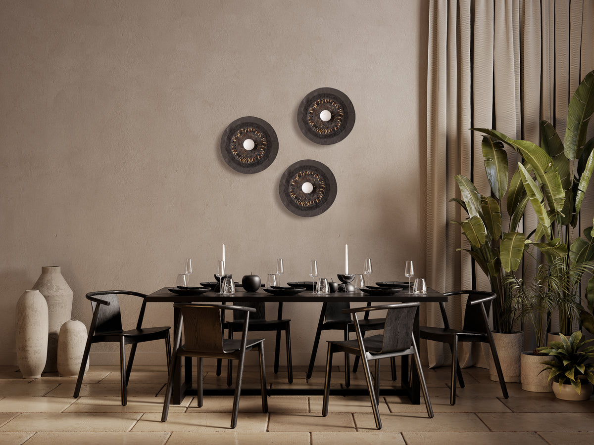 Avena black handmade ceramic wall sconce, wabi sabi stoneware – image 2