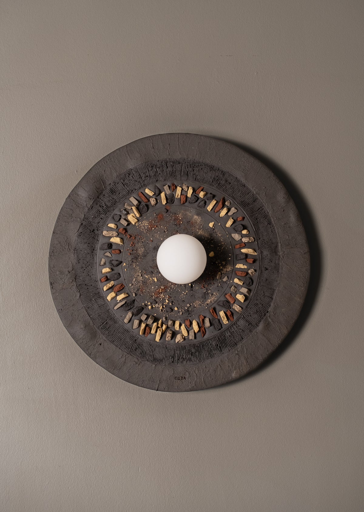 Avena – handmade black ceramic wall sconce in natural stoneware clay by Geza Ceramic Studio
