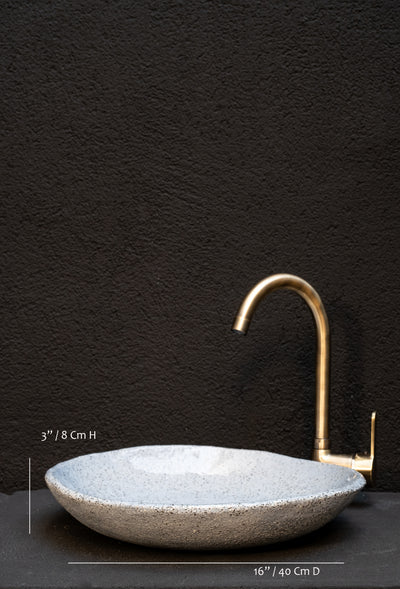 Wabi Sabi Blue Handmade Ceramic Washbasin, Natural Textured Washbasin, Farmhouse Sink - Geza Ceramic Studio