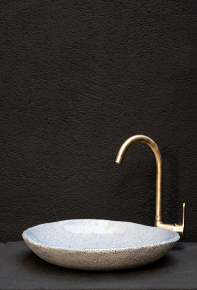 Wabi Sabi Blue Handmade Ceramic Washbasin, Natural Textured Washbasin, Farmhouse Sink - Geza Ceramic Studio